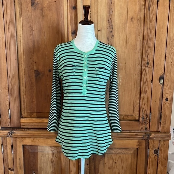 ChAPS Green & Navy Striped Chest Pocket T Shirt Sz. S - Picture 7 of 13